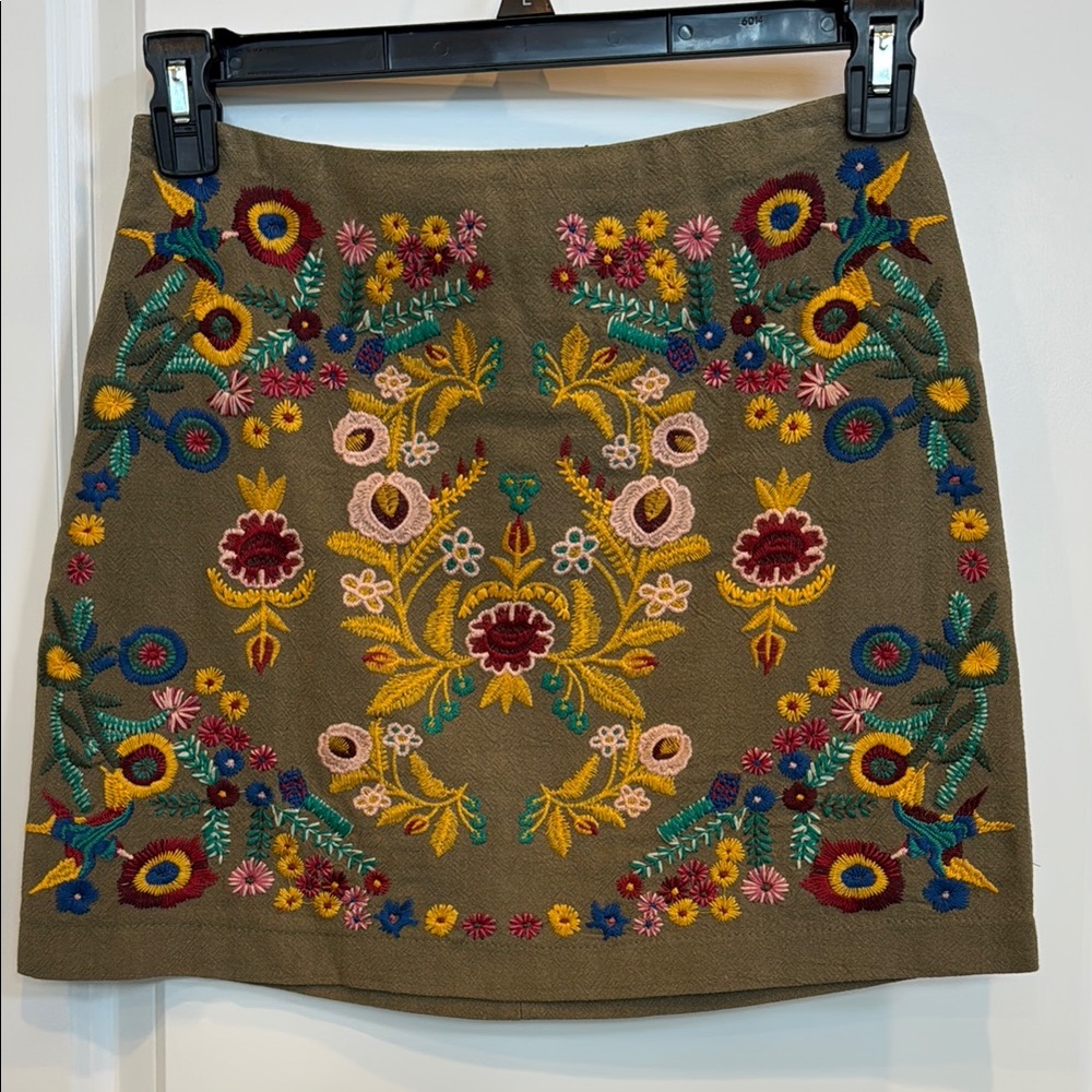 Altar'd State Yellow and Red Embellished Mini A-Line Skirt